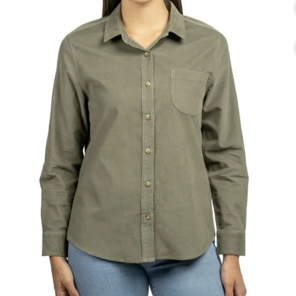 Jachs Girlfriend New York Women's Long Sleeve Mini Corduroy Button Up Shirt